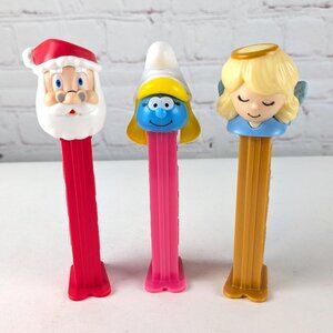 Lot of 3 PEZ Dispensers - Santa, Smurfette, Angel